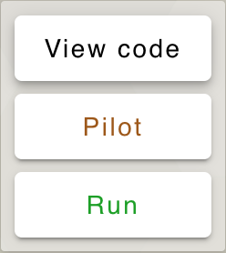 View code, Pilot and Run buttons on Pavlovia.